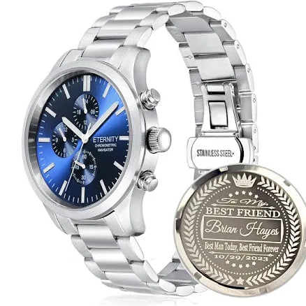 ETERNITY CHRONOMETRIC NAVIGATOR Personalized Luxury Men's watch. Engraved back cover